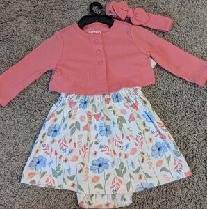 Carter's Newborn Baby Girl 3 Piece Dress Set NWOT